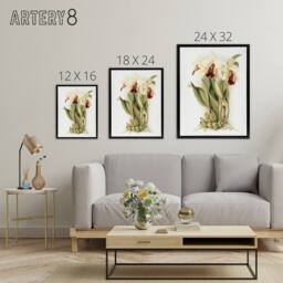 "Artery8 Frederick Sander Cattleya Aurea Orchid Flowers Framed Canvas Art Print in White - Size: W12"" x H16""" - thumbnail 4