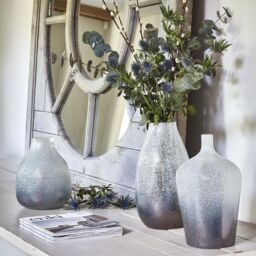 Ivyline Verre Round Atlantic Blue Frosted Vase H26Cm W21Cm