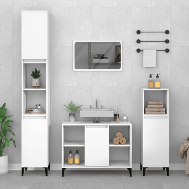 Berkfield Home 3 Piece Bathroom Furniture Set White Engineered Wood - image 1