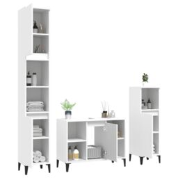 Berkfield Home 3 Piece Bathroom Furniture Set White Engineered Wood - thumbnail 4