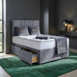DS Living Elysian Upholstered Drawer Storage Bed Frame in Silver - Size: King - thumbnail 1