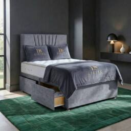 DS Living Elysian Upholstered Drawer Storage Bed Frame in Silver - Size: King - thumbnail 4