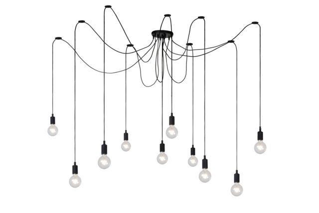 Lucide 'FIX' Dimmable Stylish Adjustable Height Indoor Pendant Light 10xE27 in Black - image 1