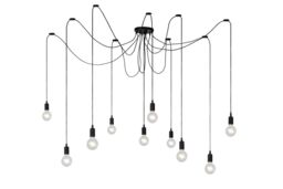 Lucide 'FIX' Dimmable Stylish Adjustable Height Indoor Pendant Light 10xE27 in Black - thumbnail 1