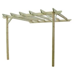 Rutland County Garden Furniture Ltd Wall Mounted Garden Pergola, Wood, L240 x W240 x H270 cm, Rustic Brown in Light Green