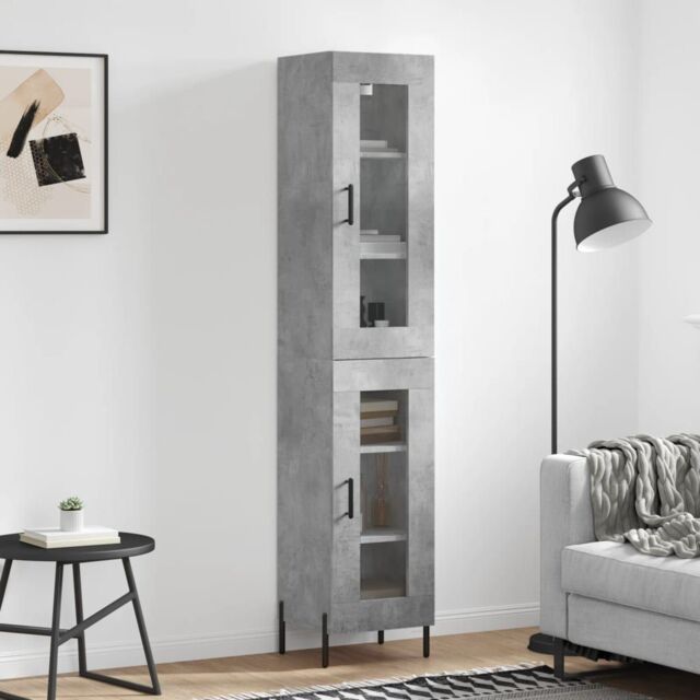 Berkfield Home Highboard Concrete Grey 34.5x34x180 cm Engineered Wood - image 1