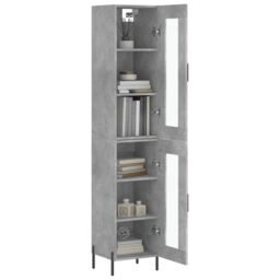 Berkfield Home Highboard Concrete Grey 34.5x34x180 cm Engineered Wood - thumbnail 3