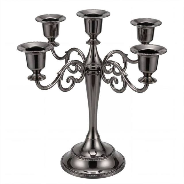 VOGREX 5 Arms Black Modern Table Candlestick Holder Set - image 1