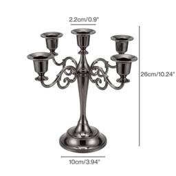VOGREX 5 Arms Black Modern Table Candlestick Holder Set - thumbnail 2