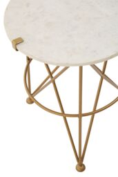 Orsina Stylish Angular Accent Table, Gold Finish Round Table, Bedside Table With Marble Top, Metallic Table - thumbnail 4