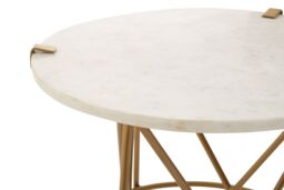 Orsina Stylish Angular Accent Table, Gold Finish Round Table, Bedside Table With Marble Top, Metallic Table - thumbnail 3