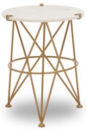 Orsina Stylish Angular Accent Table, Gold Finish Round Table, Bedside Table With Marble Top, Metallic Table - thumbnail 2