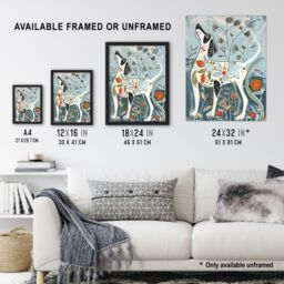 "Artery8 Spring Flower Garden Dog Lover Fun Folk Art Framed Art Print in Blue - Size: W12"" x H16""" - thumbnail 3