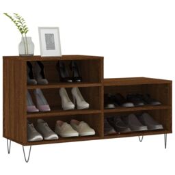 Berkfield Home Shoe Cabinet Brown Oak 102x36x60 cm Engineered Wood - Size: 102 x 36 x 60 cm - thumbnail 3