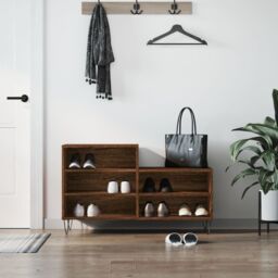 Berkfield Home Shoe Cabinet Brown Oak 102x36x60 cm Engineered Wood - Size: 102 x 36 x 60 cm