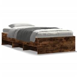 Berkfield Home Bed Frame without Mattress Smoked Oak 90x200 cm Engineered Wood in Brown - thumbnail 1
