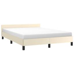Berkfield Home Bed Frame with Headboard without Mattress Cream 140x190 cm - thumbnail 3