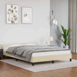 Berkfield Home Bed Frame with Headboard without Mattress Cream 140x190 cm