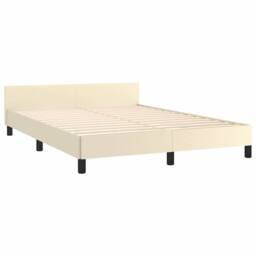 Berkfield Home Bed Frame with Headboard without Mattress Cream 140x190 cm - thumbnail 4