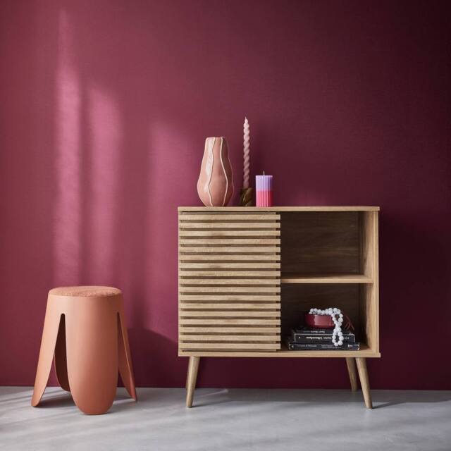 sweeek 80cm scandi-style sideboard, wood effect & sliding door in Beige - image 1