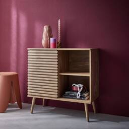 sweeek 80cm scandi-style sideboard, wood effect & sliding door in Beige - thumbnail 4