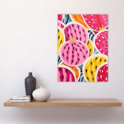"Artery8 Wall Art Print Sliced Dragon Fruit Kitchen Artwork Pink Orange Blue Vibrant Abstract Oil Painting Poster - Size: W18"" x H24""" - thumbnail 4