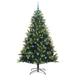 Berkfield Home Artificial Hinged Christmas Tree 300 LEDs Green 210 cm - thumbnail 4