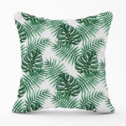 Warren Reed - Designer Watercolour Tropical Leaves Outdoor Cushion in Green - Size: 60 cm x 60 cm - thumbnail 1