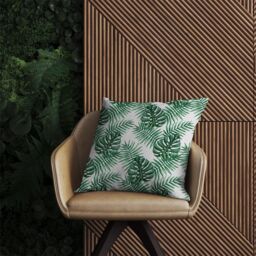 Warren Reed - Designer Watercolour Tropical Leaves Outdoor Cushion in Green - Size: 60 cm x 60 cm - thumbnail 2