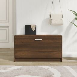 Berkfield Home Shoe Bench Brown Oak 80x24x45 cm Engineered Wood - Size: 80 x 24 x 45 cm