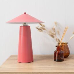 ValueLights Axel Coral Metal Table Lamp With Tapered Lampshade - thumbnail 4