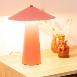 ValueLights Axel Coral Metal Table Lamp With Tapered Lampshade - thumbnail 5