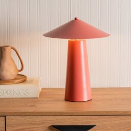 ValueLights Axel Coral Metal Table Lamp With Tapered Lampshade - thumbnail 2