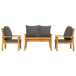 Berkfield Home 4 Piece Garden Lounge Set with Cushions Solid Wood Acacia in Brown - thumbnail 3
