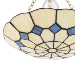 Happy Homewares Classic Amber Stained Glass Tiffany Pendant Shade with Purple Diamonds in Cream - thumbnail 5