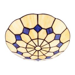 Happy Homewares Classic Amber Stained Glass Tiffany Pendant Shade with Purple Diamonds in Cream - thumbnail 8