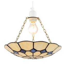 Happy Homewares Classic Amber Stained Glass Tiffany Pendant Shade with Purple Diamonds in Cream - thumbnail 2