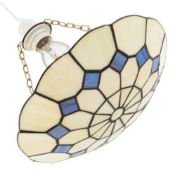 Happy Homewares Classic Amber Stained Glass Tiffany Pendant Shade with Purple Diamonds in Cream - thumbnail 4