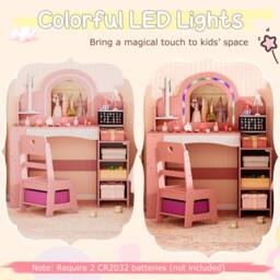 Costway Kids Vanity Desk w/Open Storage Shelves Dressing Table & Chair Set in Pink - thumbnail 8