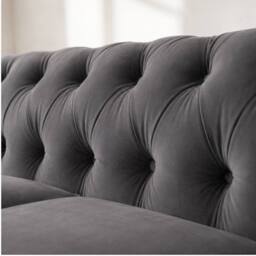 Sofaya Hampton 4 Seater L Shape Chesterfield Sofa Velvet Right Hand Chaise in Grey - Size: 4 Person - thumbnail 7