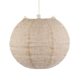 Happy Homewares Chic Natural Linen Fabric Oatmeal Spherical Pendant Lighting Shade in Taupe - Size: 10 inches - thumbnail 5