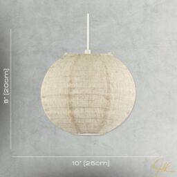 Happy Homewares Chic Natural Linen Fabric Oatmeal Spherical Pendant Lighting Shade in Taupe - Size: 10 inches - thumbnail 7