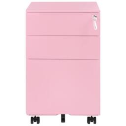 Wyld and Coco Nexa Office Pink Steel 3-Drawer Locking Storage Unit with Castors - thumbnail 5