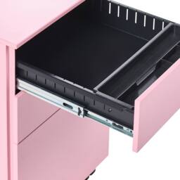 Wyld and Coco Nexa Office Pink Steel 3-Drawer Locking Storage Unit with Castors - thumbnail 8