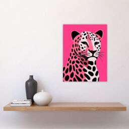 "Artery8 Wall Art Print Stylized Pink Black Leopard Bold Vibrant Risograph Screen Artwork Painting Poster - Size: W12"" x H16""" - thumbnail 4