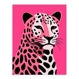 "Artery8 Wall Art Print Stylized Pink Black Leopard Bold Vibrant Risograph Screen Artwork Painting Poster - Size: W12"" x H16""" - thumbnail 1