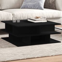 Berkfield Home Coffee Table Black 70x70x29 cm Engineered Wood - Size: 70 x 70 x 29 cm - thumbnail 1