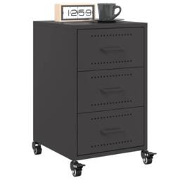 Berkfield Home Bedside Cabinet Black 36x39x59 cm Steel - Size: 36 x 39 x 59 cm - thumbnail 4