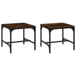 Berkfield Home Side Tables 2 pcs Smoked Oak 40x40x35 cm Engineered Wood in Brown - Size: 40 x 40 x 35 cm - thumbnail 2