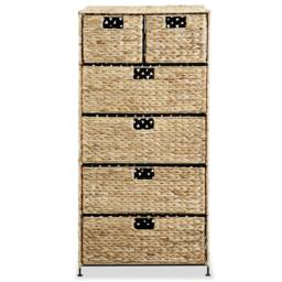 Berkfield Home Storage Unit with 6 Baskets 47x37x100 cm Water Hyacinth in Brown - Size: 47 x 37 x 100 cm - thumbnail 3